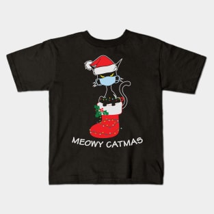 Meowy Catmas Funny Cat Lover Christmas Gift Kids T-Shirt